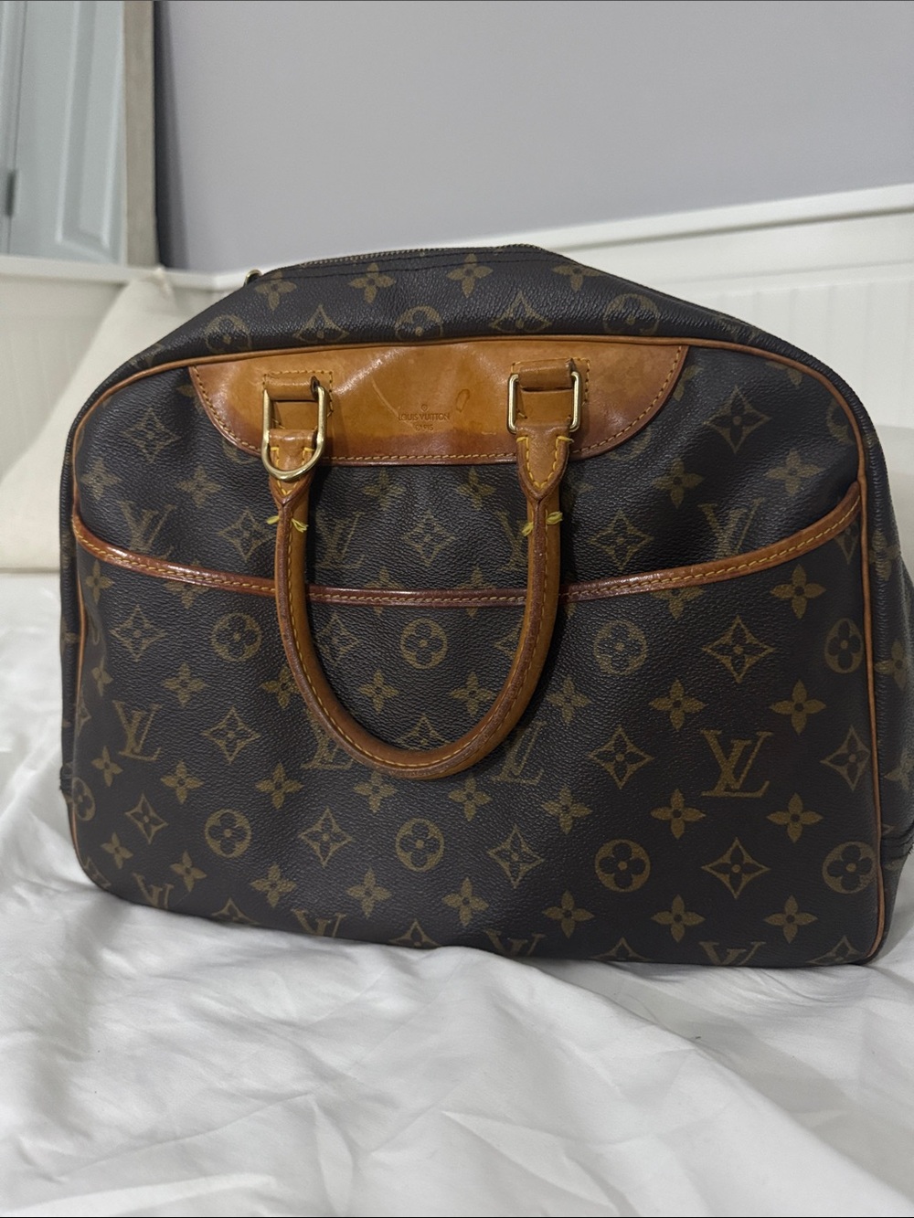 Authentic Vintage Louis Vuitton Monogram Deauville in Brown with Tan Trim